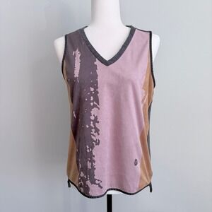 Volt Suede Feel Tank Top Sleeveless Blouse Colorblock Artsy Women's Medium
